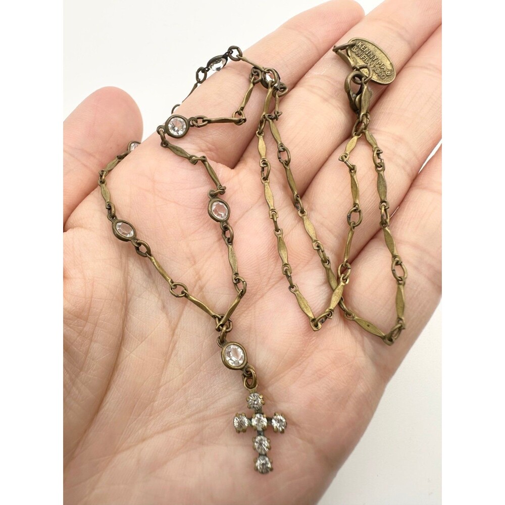 Kenny Ma San Francisco rhinestone cross Necklace 16.5”